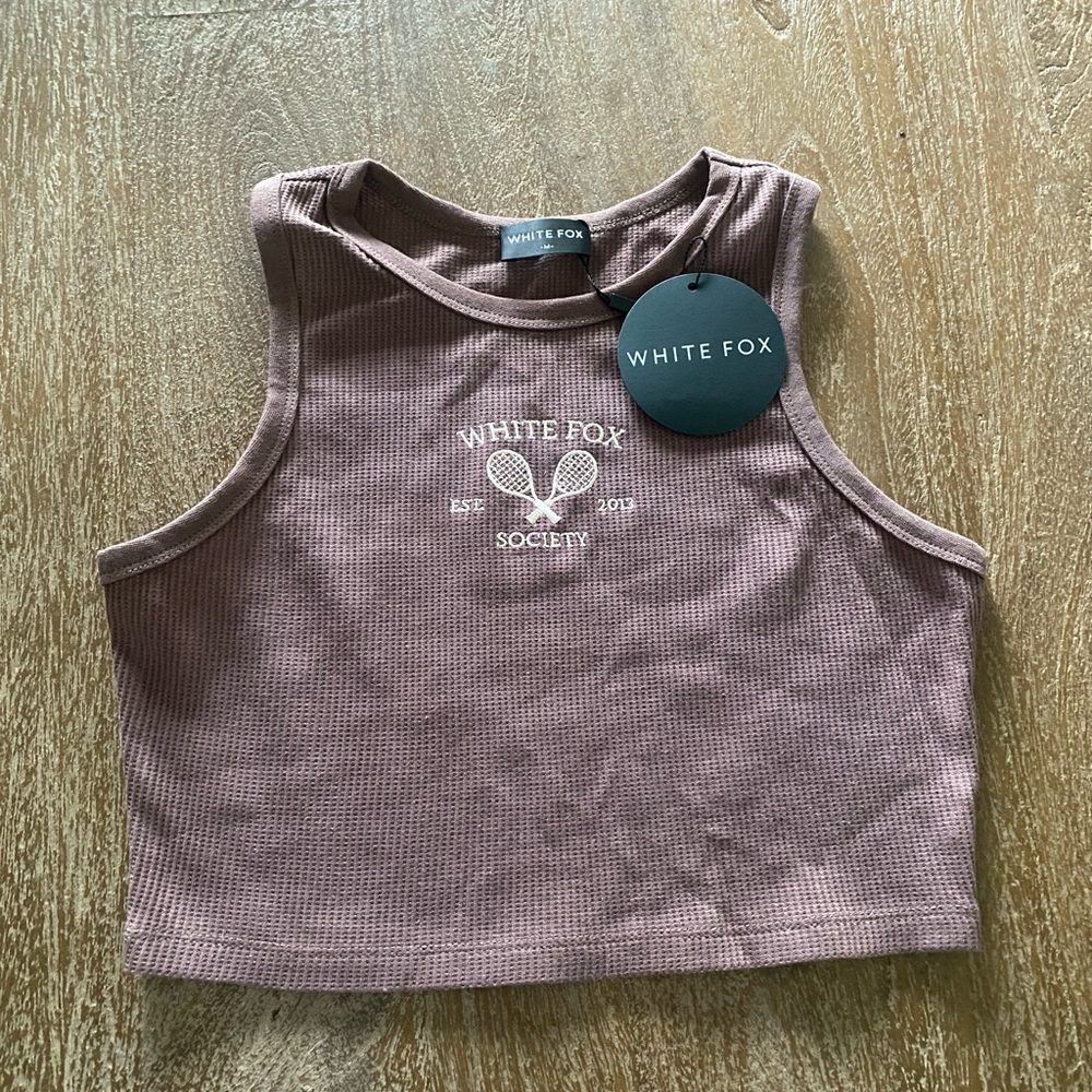 White Fox Boutique Brown Sleeveless Crop Tank Top